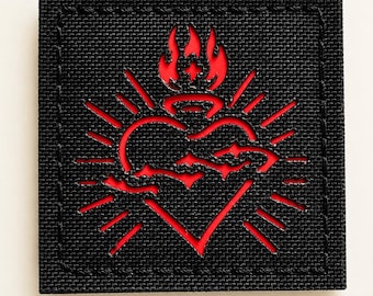 Sacred Heart of Jesus Patch, Christian Tactical Patch, Catholic Orthodox Morale Patch, Religious Hook Backing Patch