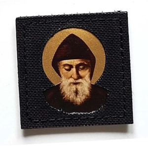 Sint Charbel-patch | Katholiek-orthodox christelijke moraalpatch | Tactische Sint Charbel-patch | Lasergesneden Cordura-patch met klittenbandsluiting