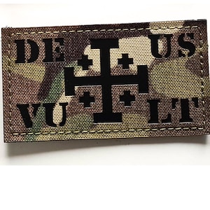 Jerusalem Cross Patch | Deus Vult Crusader Christian Morale Patch | Catholic Tactical Laser Cut Patch