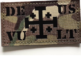 Jerusalem Cross Patch | Deus Vult Crusader Christian Morale Patch | Catholic Tactical Laser Cut Patch