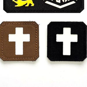 Catholic Christian Cross 2"x2"Jesus Christ Passion Cross, Long Cross, Crux immissa Laser Cut Patch with Hook