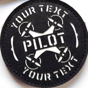 Drone Pilot with Your Text | Lasercut Custom Patch with Hook