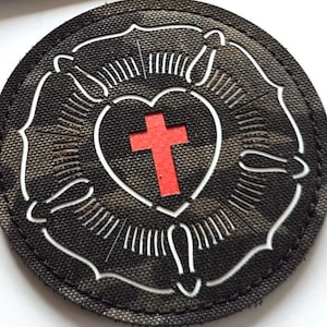 Luther roos Martin Luther | Jezus Christus | Katholiek | Christen | Lasergesneden custom patch met haakje
