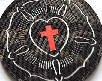 Róża Lutra Martin Luther | Isus Christ | Katolicki | Chrześcijański | Naszywka wycinana laserowo z haczykiem