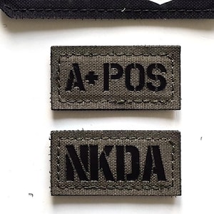 Army Medic 2"x1" EMC Bluttyp Blut Gruppe - Lasercut  Custom Patch Hook