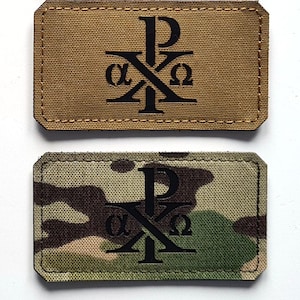 Chi Rho | 3.5"x2" Christogram Patch Jesus Christ Christian Morale Patch Orthodox Catholic Tactical Patch Hook Back