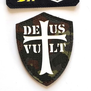 Crusader Cross Patch – Deus Vult Templar Christogram Jesus Christ Tactical Morale Patch – Hook Back