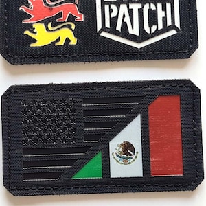 American Flag and Mexico Flag | USA Flag | 3,5"x2" | Laser Cut  Custom Patch with Hook