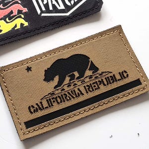 California Republic Flag Patch – Bear Tactical Patch, Laser Cut Hook Back Morale Patch, Military USA Patch, Cordura Patch 3.5x2