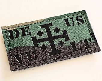 Toppa con la croce di Gerusalemme | Toppa morale cristiana Deus Vult Crusader | Toppa tattica cattolica tagliata al laser
