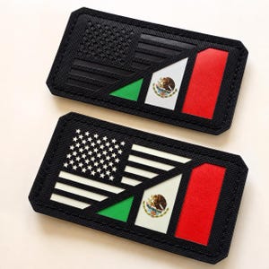 American Flag and Mexican Flag | USA Flag | 3.5"x2" | Laser Cut Custom Patch with Hook
