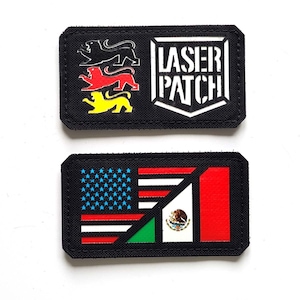 USA America and Mexico Flag Colored Laser Cut 3.5"x2" Cordura Patch with Velcro