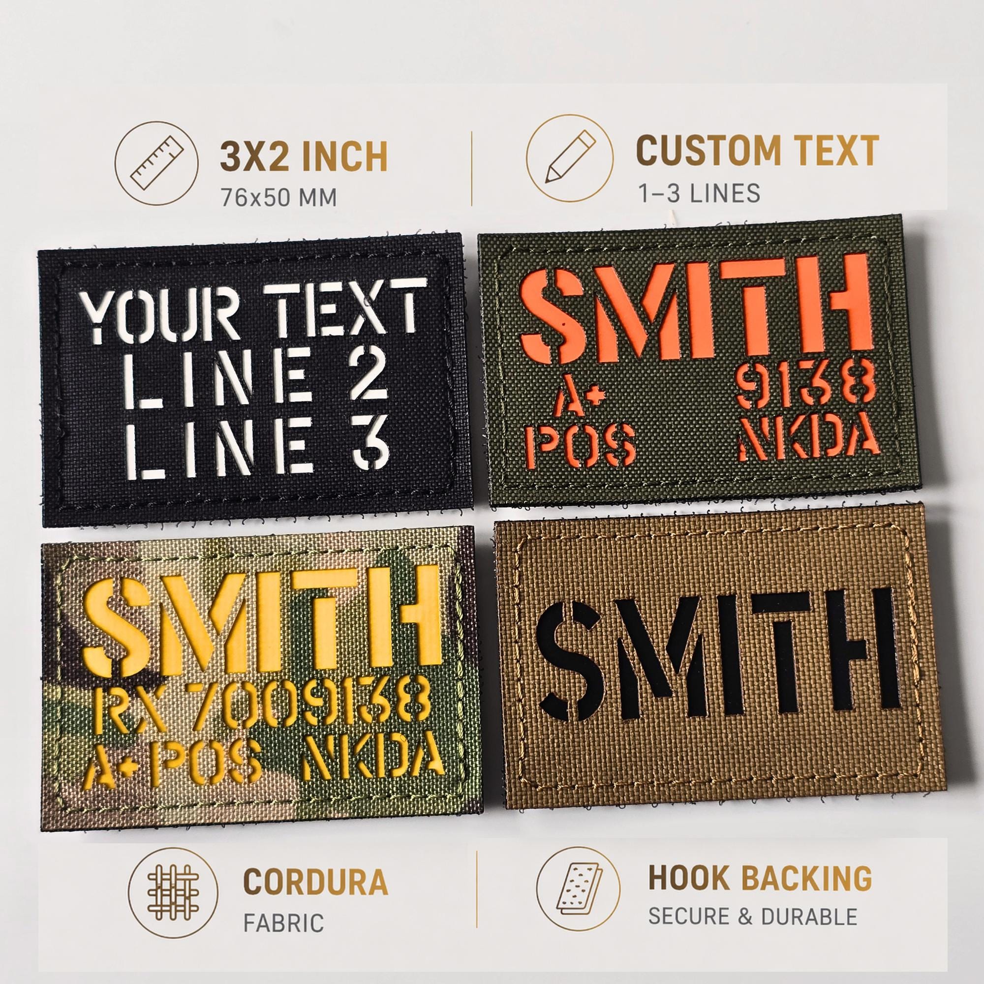 Custom Name Patch 3x2 Inch | Tactical Callsign Patch | Laser Cut Patch ...