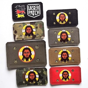 Isus christ | 4.7"x2.7" | Holy Face Battle Flag | Orthodox | Catholic | Christian | PLATE CARRIER | Custom Lasercut Patch with Hook
