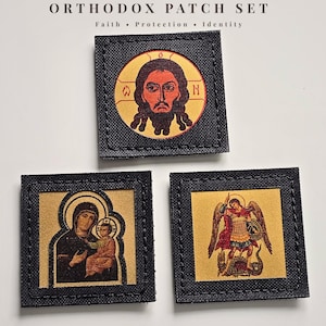 Christian Patch Set of 3 | Jesus Christ, Virgin Mary, Archangel Michael | Tactical Military Hook Patch 2x2 Airsoft Gear