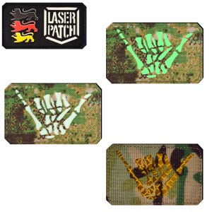 Skeleton Shaka | Hang Loose | Bona Shaka | Funny Patch | Lasercut Cordura Custom Patch with Velcro