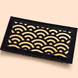 Seigaiha Wave Tactical Patch 3.5x2 inch Japanese Pattern Cordura Laser Cut Morale Patch Hook Back EDC Airsoft Premium