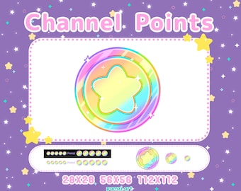 Kawaii Rainbow Star Coin Twitch Channel Points Icon (Digital Download)