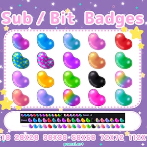 Cute Jelly Bean Sub / Bit Badges for Twitch // kawaii jelly candy // easter candy / jellies