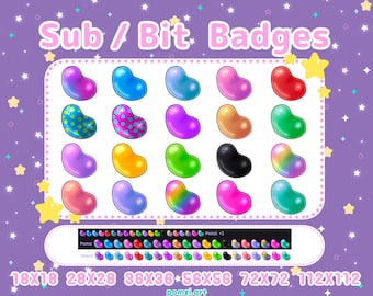 Cute Jelly Bean Sub / Bit Badges for Twitch // kawaii jelly candy // easter candy / jellies