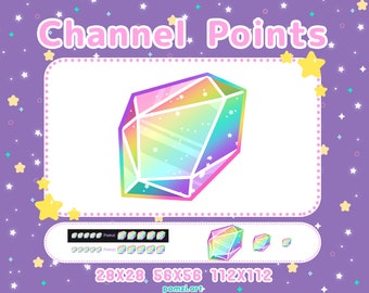 Neon Rainbow Crystal Twitch Channel Point Icon (Digital Download)