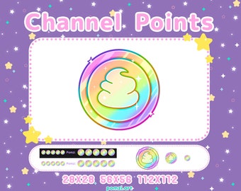 Kawaii Rainbow Poop Coin Twitch Channel Point Icon (Digital Download)
