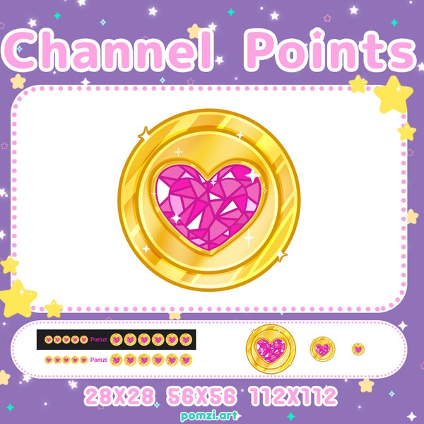Kawaii Magical Girl Channel Points // Twitch coin //  Sailor moon inspired heart jewel // cute // pink twitch asset