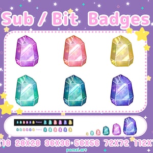 Magic Crystal Sub/Bit Badges - Channel Points  - Twitch - Discord - cute magical emotes - channel points
