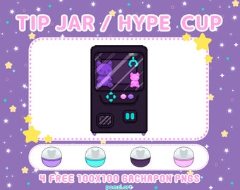 Kawaii Dark Purple Pixel Art Claw Machine Tip Jar (Digital Download)