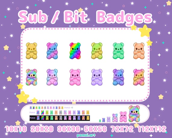 Gummy Bear Sub Badges | Premade Twitch Sub Badges | Twitch Bit Badges |  Discord Roles | Channel Points Icons