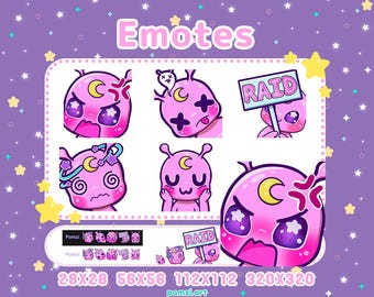 Kawaii Chibi Alien Emotes - PINK - part 3: for Twitch, Discord, Youtube, Streaming. 5 cute alien twitch emotes!