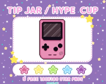 Pink Pixel Art Gameboy Tip Jar | Stream Hype Cup (Digital Download)