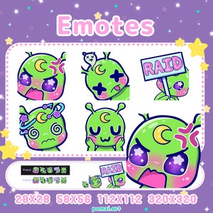 Kawaii Chibi Alien Emotes deel 3: voor Twitch, Discord, Youtube, Streaming. 5 schattige buitenaardse twitch-emotes!