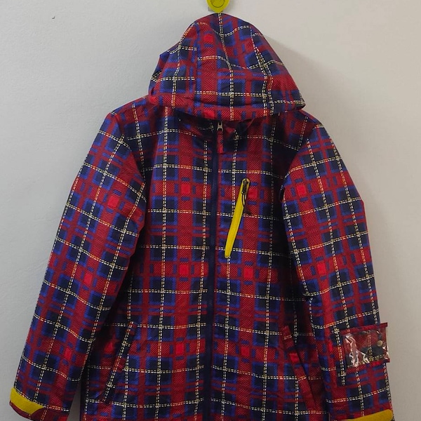 Checkered hoodie jacket Japanese brand  jacket Ignio nice jacket size Medium