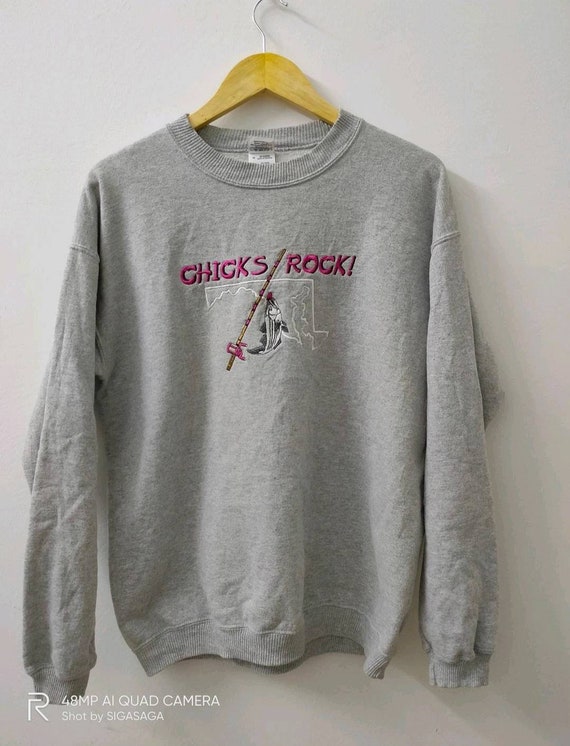 Gildan Chicks Rock!! sweatshirt size Medium - image 1