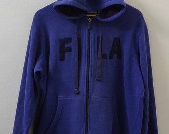 FILA spellout logo embroidered zipper hoodie size Large