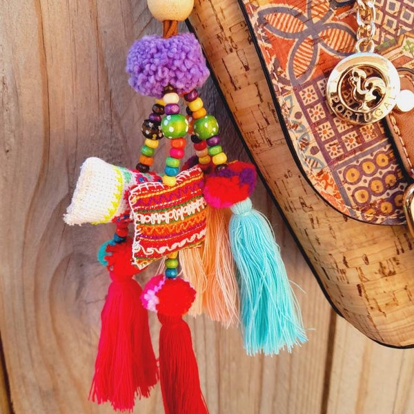 Boho Bag Keychain | Ethnic Bag Keychain | Tassel Keychain | Bag Decoration Keyring | Handmade Keychain | Ethnic Bag Charm | Bag Accessory |