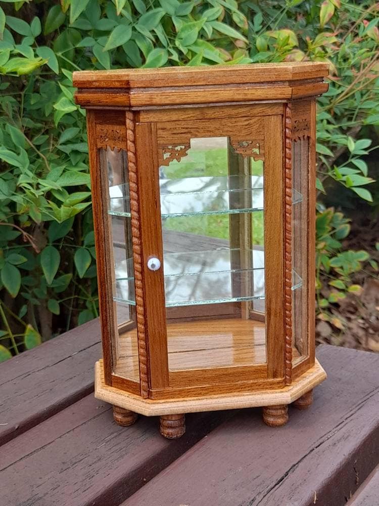 Miniature Teak Display Cabinet | Miniature Curio Cabinet |handmade