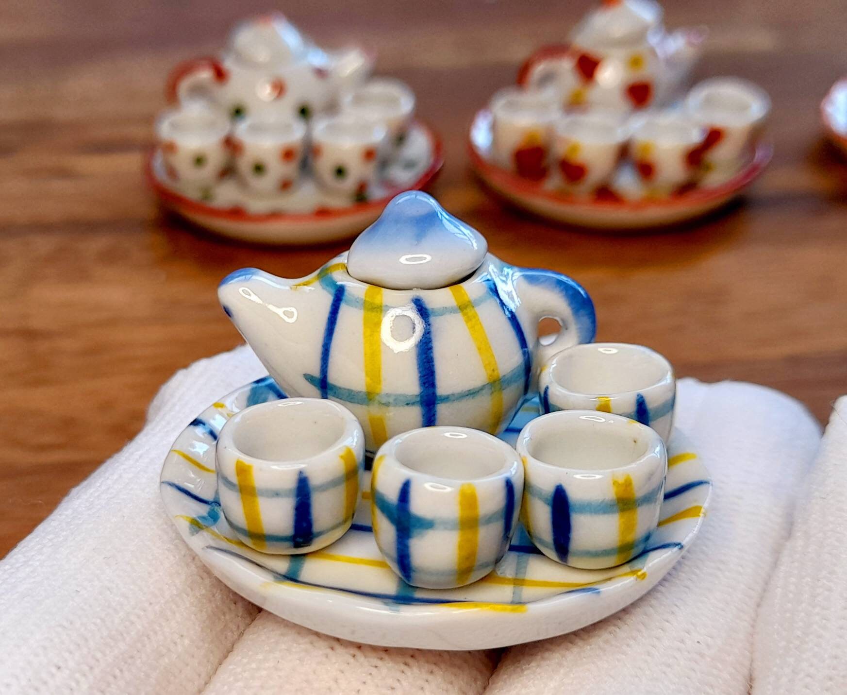 112 Miniature Ceramic Tea Set Hand Painted Miniature Tea Etsy Australia