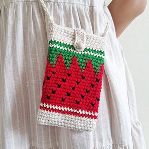 Handytasche Häkeln, Häkeltasche Wassermelone Handytasche, Häkeltasche Handytasche, Häkeltasche Handytasche Wassermelonen, handgemachte Tasche, Häkeltasche
