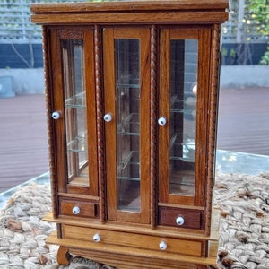 Wooden Miniature Showcase | Miniature Cabinet | 3 Doors Miniature Showcase | Teak Miniature Cabinet | Handmade Miniature Furniture