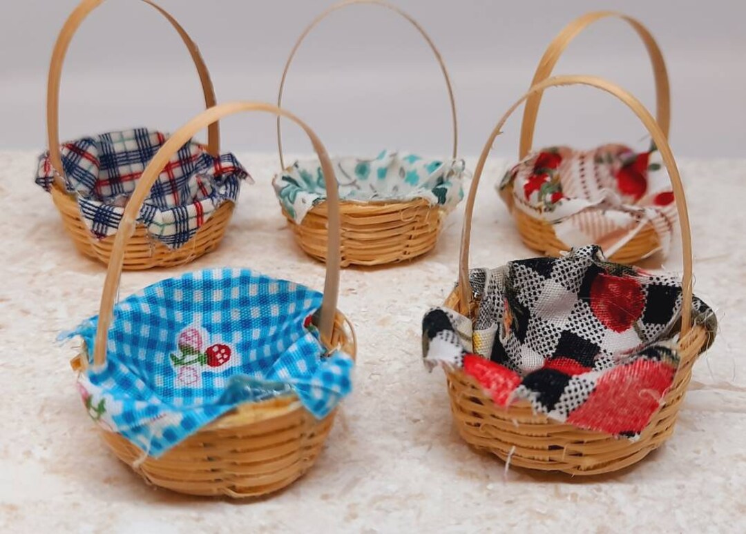 Set of 5 Miniature Baskets Miniature Handwoven Baskets Mini Etsy