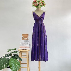 Dark Green Tie Dye Maxi Dress, Beach Slip Dress, Summer Dress, Boho Dress, Hippy Shibori Dress, Open Back Dress, Dark Green Boho Long Dress