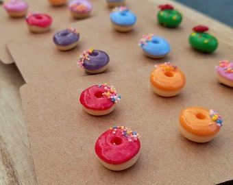 Donuts Earrings | Miniature Food Earrings | Pastry Earrings | Fun Earrings | Party Earrings | Clay Earrings | Hypoallergenic Earrings