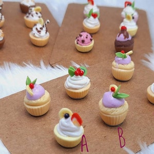 Miniature food earrings, Handmade earrings, Cup Cake earrings, Party earrings, Pastry earrings, Mismatch earrings, Assorted Dessert earrings