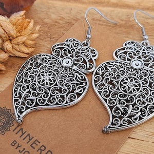Portuguese Viana Heart Earrings | European Style Earrings | Viana Heart Earrings | Vintage Style Earrings | Filigree Earrings |