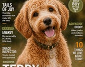 Custom Pet Magazine Cover, Personalized Dog Portrait, Custom Cat Magazine, Pet Photo Gift, Digital Pet Portrait Download - Pet memorial