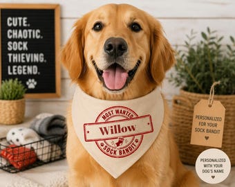 Wanted Stamp Custom Name Bandana Clip-on Pet Bandana | Personalized Dog Collar Accessory