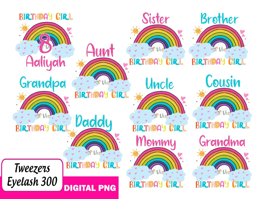 Bundle Family Rainbow Birthday Pngrainbow Birthday Girl - Etsy