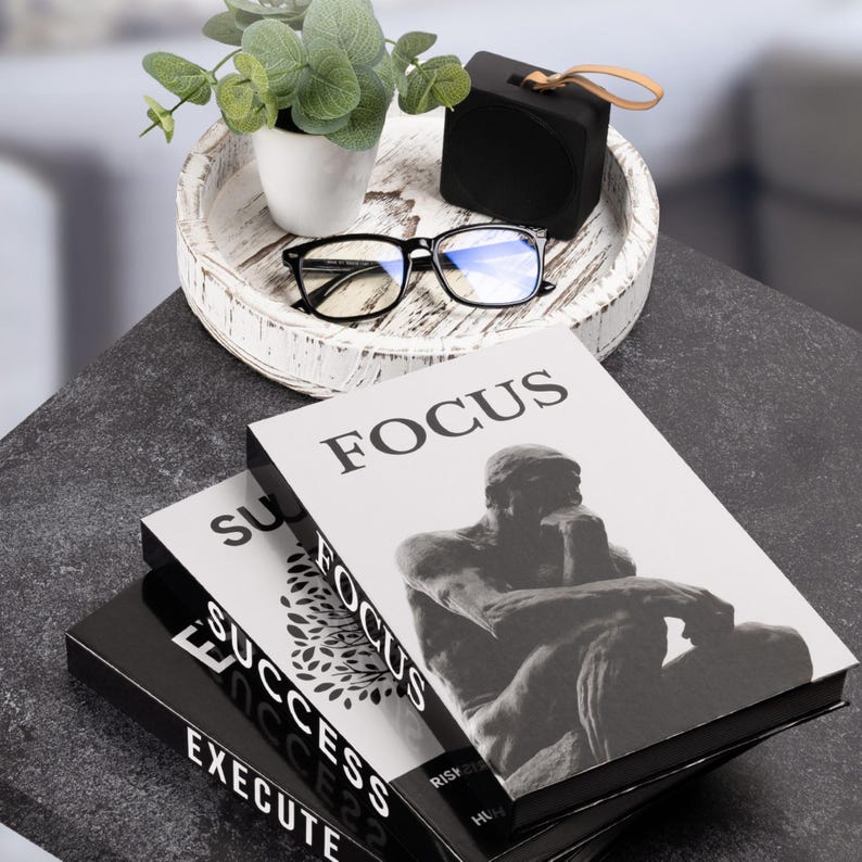 Motivational Desk Decor Set of 3 Decorative Books for Home Office Decor